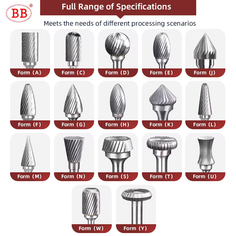 BB Rotationsfeile aus Hartmetall als Fräswerkzeug zum Entgraten von Metall, Typ M, Schaftdurchmesser: 6 mm, Farbe: Silber - Bild 2