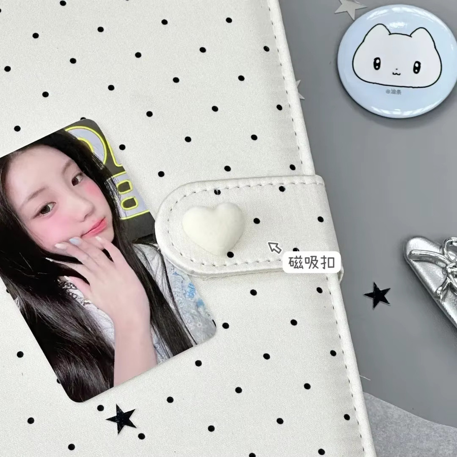 HITUZE K-Pop Fotoalbum mit 4 Taschen, beige gepunkteter Kartenbinder für Sammelkarten und Polaroid-Bilder, Erinnerungsaufbewahrungsbuch - Bild 2