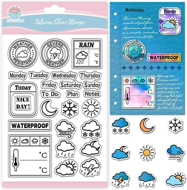 Transparenter Wetter-Tagebuch Stempel für Scrapbooking mit Datum, Temperatur und Wochenaufzeichnung - Bild 1
