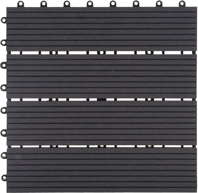 MCW WPC Bodenfliese Sarthe Holzoptik für Balkon und Terrasse, Farbe Anthrazit Linear, 11 Stück à 30 x 30 cm - Bild 1