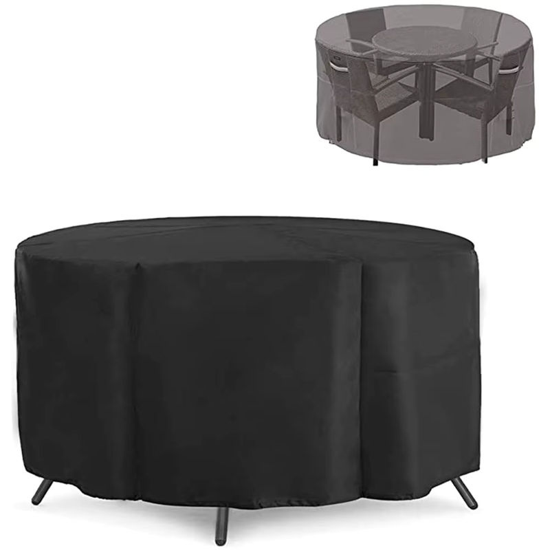 Oxford 210D Runde Outdoor Möbel Abdeckung in Schwarz, Wasserdicht für Sofa und Esstisch - Bild 2