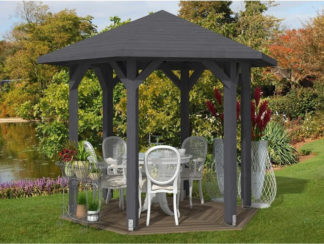 Skan Holz Pavillon Nancy 1 aus Leimholz in Schiefergrau B/H/T: 360 x 292 x 312 cm - Bild 1