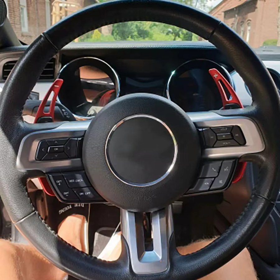 Cherk Verlängerte Aluminium-Lenkrad-Schaltwippen in Rot für Ford Mustang 2015 - 2023, 2 Stück - Bild 3