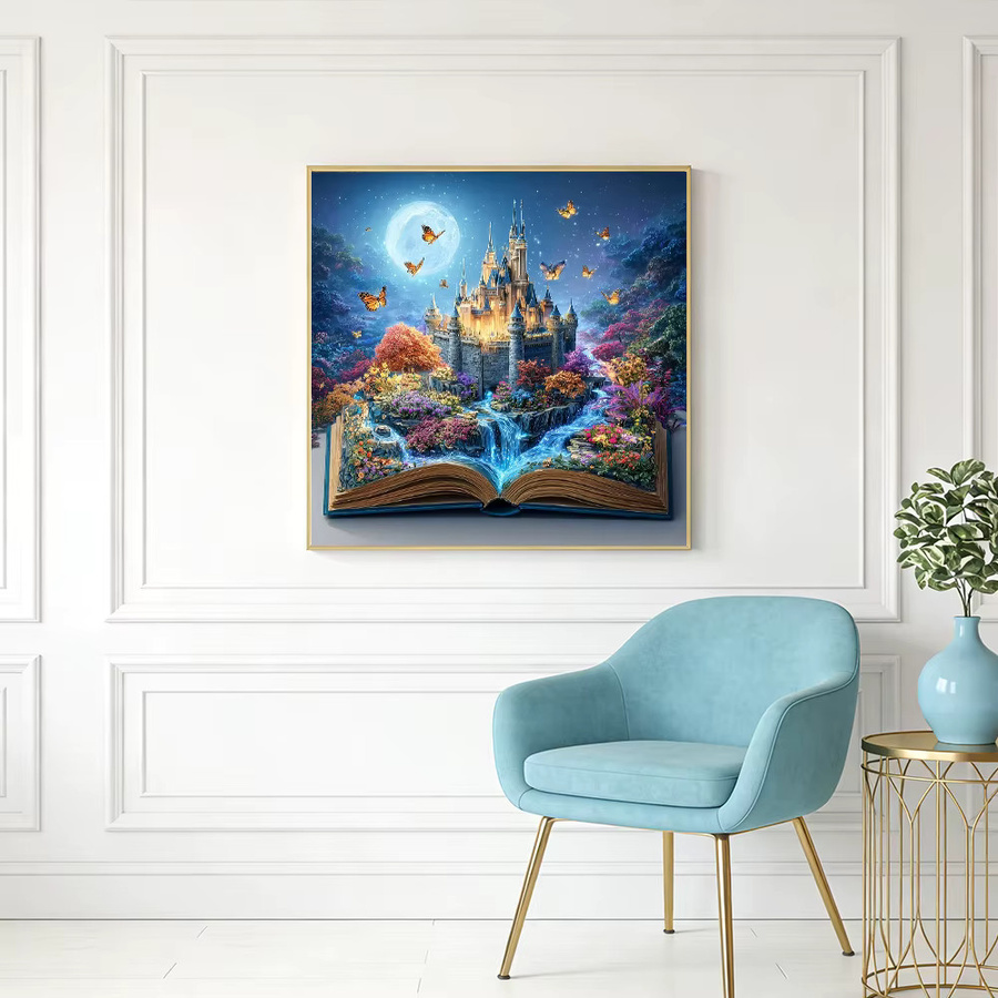 Huacan Diamantmalerei Schloss Wanddekoration mit Strass-Stickerei als handgemachtes Geschenk - Bild 2