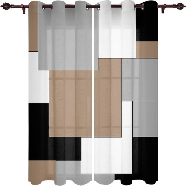 Binchi Outdoor Equipment Patchwork Fenstervorhang mit abstraktem Design in Orange und Schwarz, Breite: 135 cm, Höhe: 60 cm - Bild 1