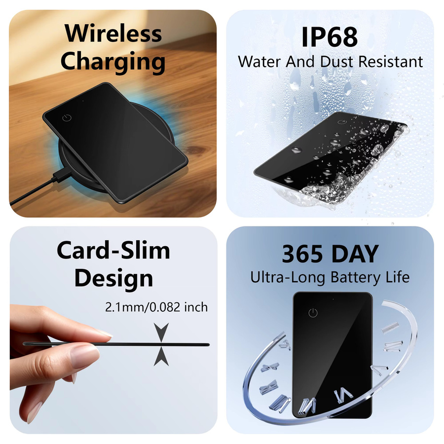 Leapii SmartCard Wallet Tracker in Schwarz, Bluetooth-Artikelfinder kompatibel mit Apple Find My (iOS) und Google Find My Device (Android) - Bild 5