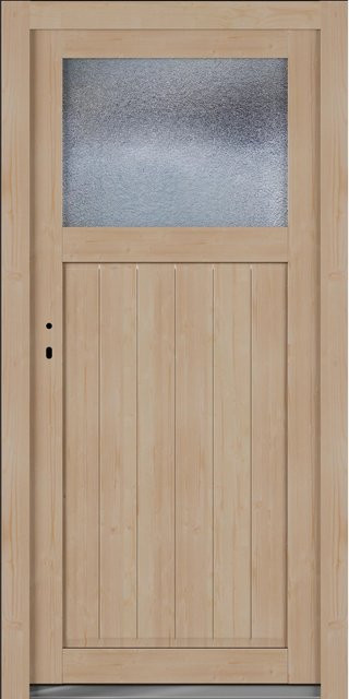 Roro Nebeneingangstür OHE 1002 Fichte mit Glaseinsatz, Farbe Beige/Braun, B: 90 cm, H: 190 cm, DIN Links - Bild 1