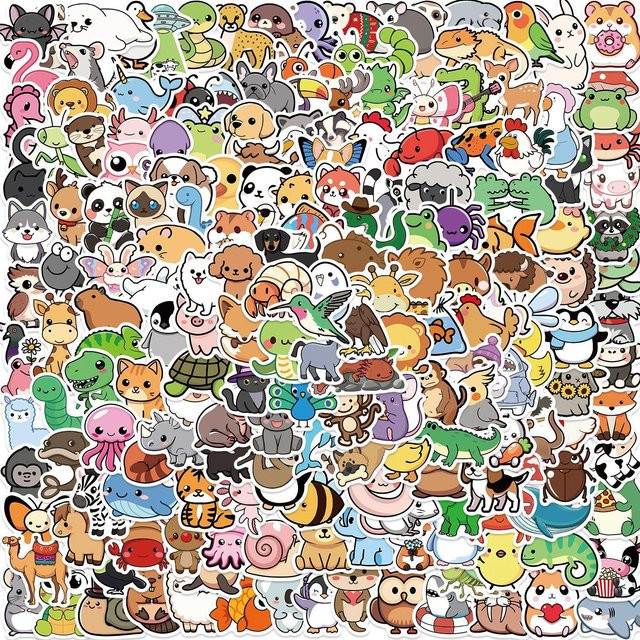 Wucifang Jewelry Süße Tiere Cartoon Aufkleber, 100 Stück, Wasserdicht - Bild 1