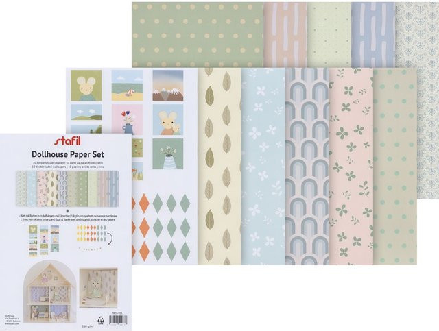 Stafil Puppenhaus-Papierset mit 10 DIN A4 Bögen und Motivbogen in Bunt/Mehrfarbig - Bild 1
