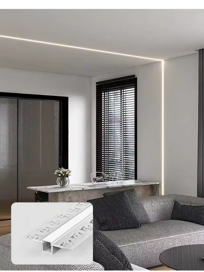 Ksdligh Aluminiumprofil für Deckenplatten in Silber mit PC-Diffusor für Eckeneinbau und Trockenbau - Bild 6