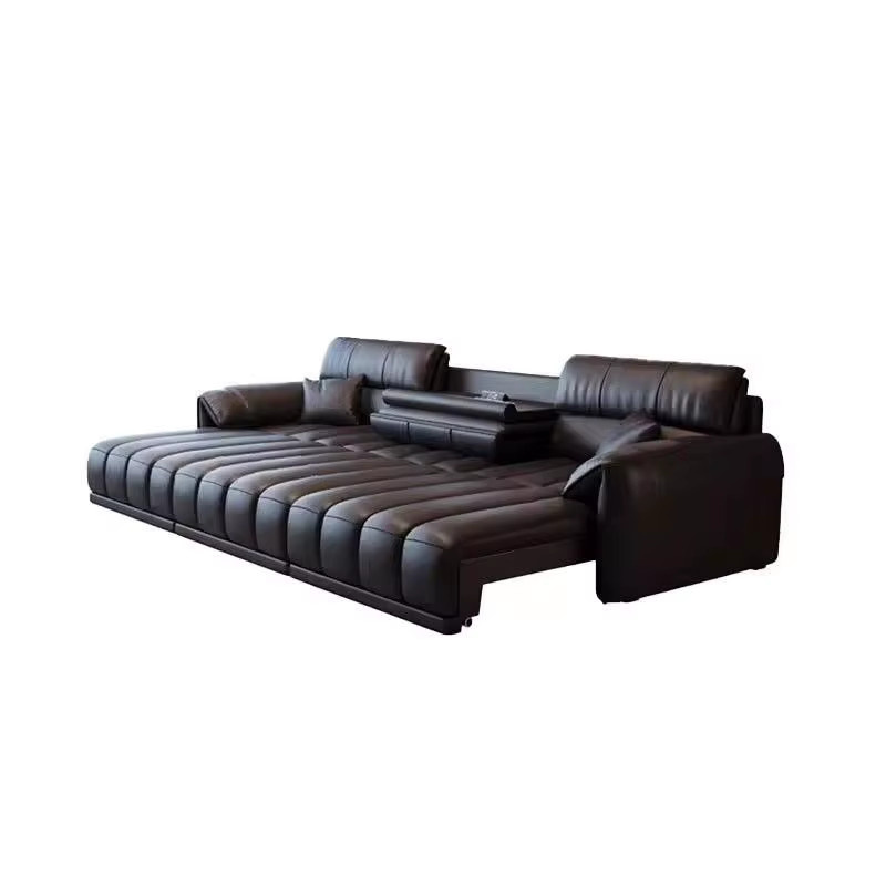 OVOZI L-Shape Sofa für das Wohnzimmer aus Leder in Schwarz und Multicolour, minimalistisches Design mit Polsterung - Bild 4