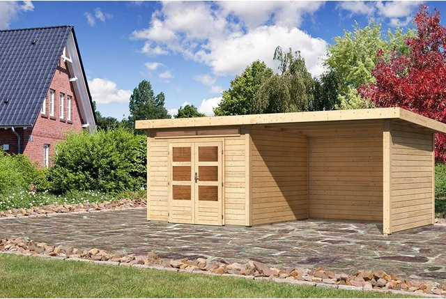 Karibu Holz-Gartenhaus Kumla 6 Natur mit Pultdach und modernem Design, B/T: 270 x 270 cm - Bild 1