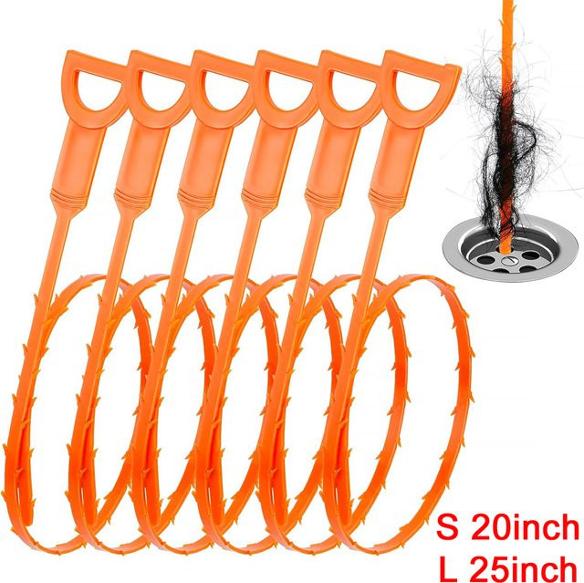 Ouliluye Abfluss-Verstopfungsentferner und Rohrreiniger zur Haarentfernung in Orange für Waschbecken, Dusche und Badewanne - Bild 1