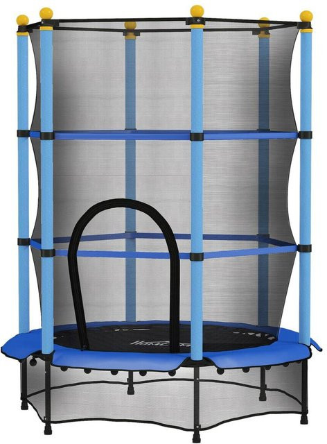 HOMCOM Kindertrampolin mit Sicherheitsnetz und Randabdeckung Blau - Bild 1