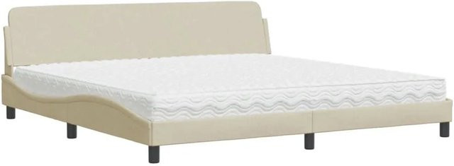 vidaXL Bett Dover mit Matratze in Creme und Beige, modernes Bettgestell aus Kiefernholz und Stoff, B/T/H: 200 x 200 x 205 cm - Bild 1