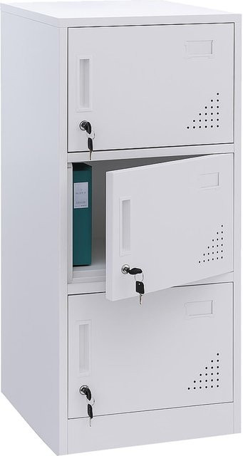MCW Spind MCW-P63 Wertfachschrank aus Stahl mit 3 Türen in Weiß, B/T/H: 90 x 38 x 45 cm - Bild 1