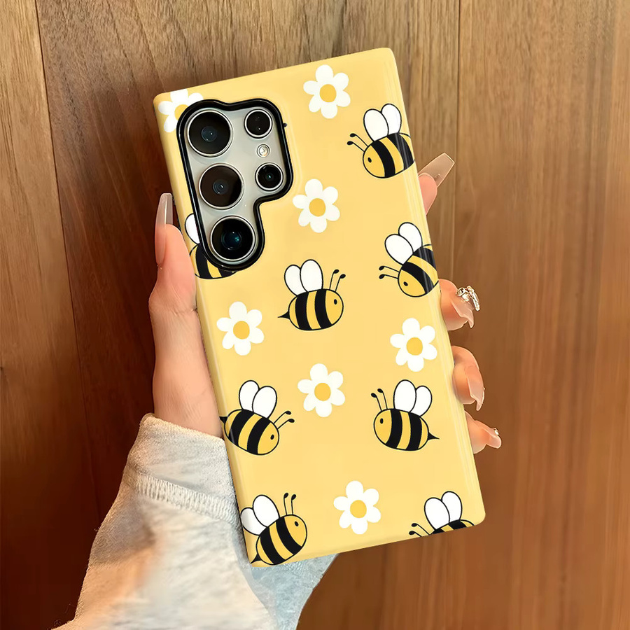 Bee Daisy Handyhülle für Samsung Galaxy S26 S25 S24 S23 S20 FE A56 A36 Ultra in Gelb mit glänzender HD Hartschalen-Folie - Bild 2