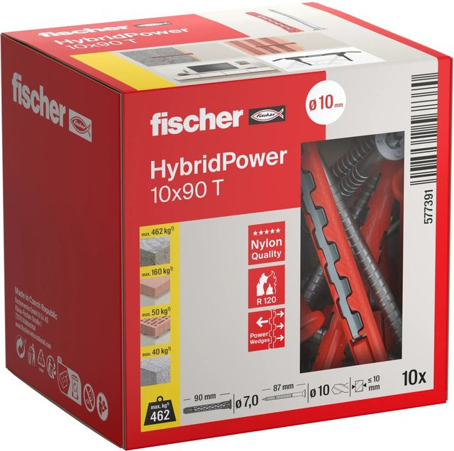 Fischer HybridPower T Langschaftdübel aus Stahl und Nylon, Durchmesser: 10 mm, Länge: 90 mm - Bild 2