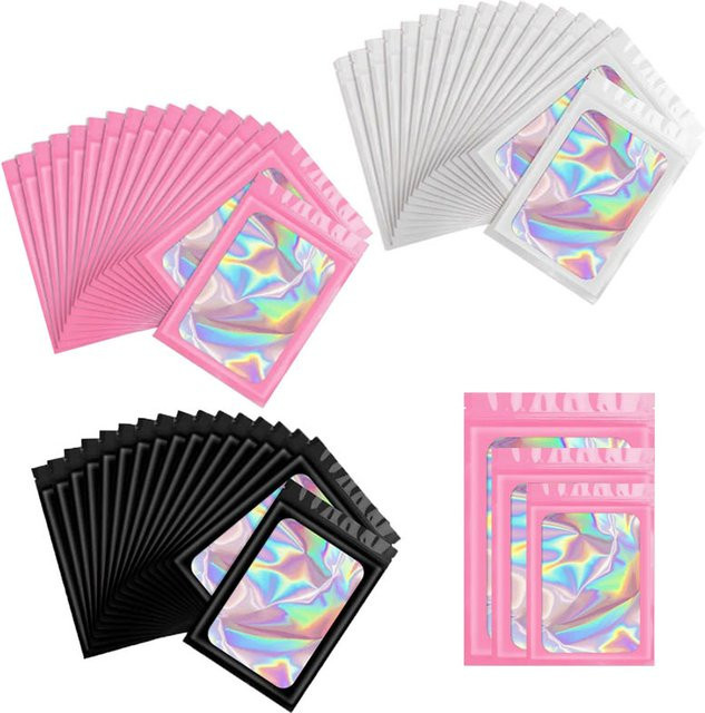 Holographische Mylar Zip-Lock Beutel aus Kunststoff in Pink und Multicolour für Schmuck und Einzelhandel - Bild 1
