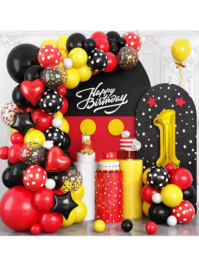LQVYI 162-teiliges Ballon-Girlanden-Set in Rot, Gelb und Schwarz für deine Geburtstags- oder Abschlussfeier - Bild 1