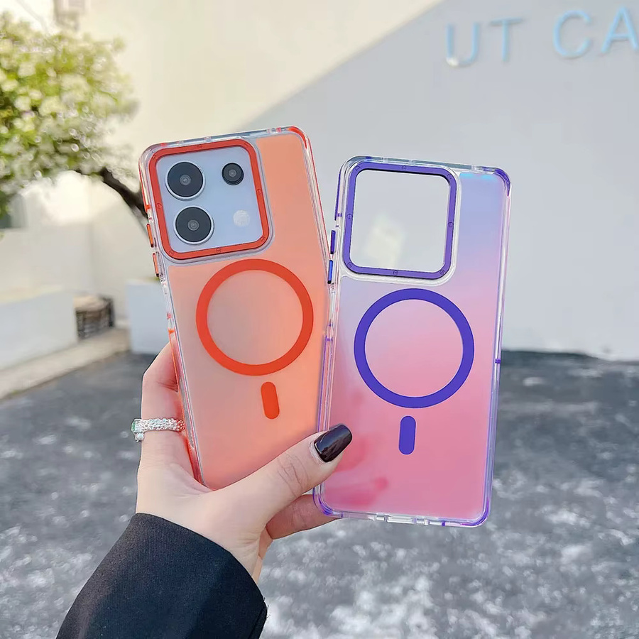 Bunte magnetische Handyhülle für Xiaomi Redmi Note 15 14 Pro Plus 13 und POCO X7 Pro 4G 5G in Matt Candy Translucent Design, Farbe: Mehrfarbig/Lila - Bild 1