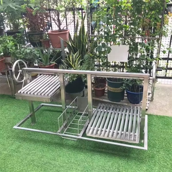 Inmo BBQ Argentinischer Grill aus Edelstahl mit Holzkorb in Silber und Grau - Bild 2