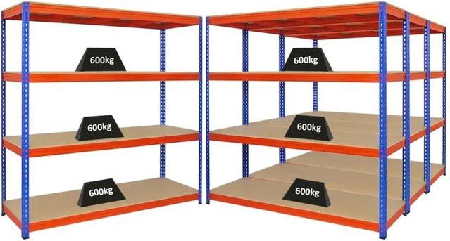 PROREGAL Bison Profi Schwerlastregal Set mit 4 Fachböden, H x B x T: 180 x 180 x 60 cm, Blau-Orange - Bild 1