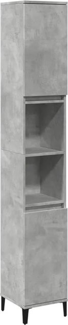 vidaXL Badschrank in Betongrau im industriellen Stil mit Türen und offenen Regalen, B/T/H: 30 x 30 x 190 cm - Bild 1