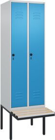 C+P Spind Classic PLUS Garderobenschrank mit Sitzbank, 2 Abteile, Lichtgrau, B/T/H: 212 x 60 x 81,5 cm - Bild 1