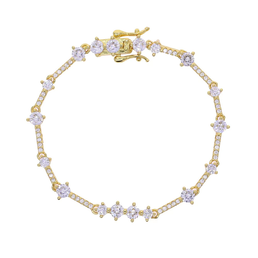 Tenniskette Armband, Zirkonia, Gold, Damen - Bild 1