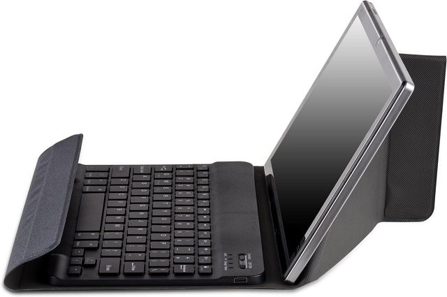 Koogeelife Universelle 10,1 Zoll Tablet Hülle mit Bluetooth Tastatur und magnetischer Abdeckung in Blau - Bild 1