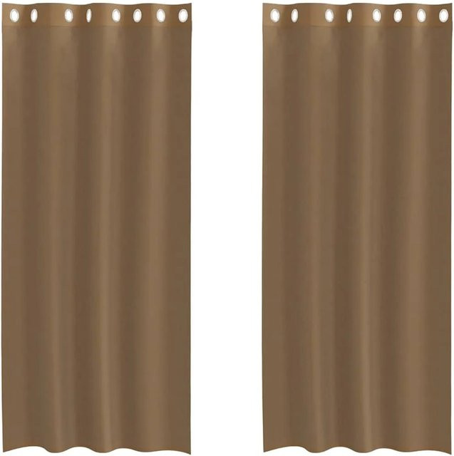 vidaXL Voile Vorhänge mit Ösen, 2er-Set, Hellbraun, Breite: 140 cm, Höhe: 245 cm - Bild 1
