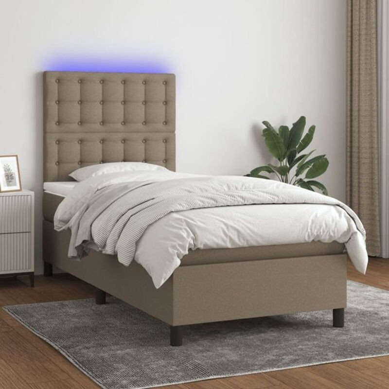 vidaxl Boxspringbett mit Matratze in Taupe meliert, Stoff, B/T: 80 x 200 cm - Bild 1