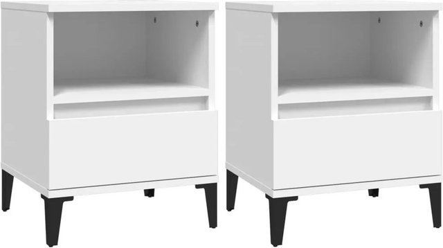 vidaXL Nachttische 2er Set Weiß B: 40 cm, T: 35 cm, H: 50 cm - Bild 1