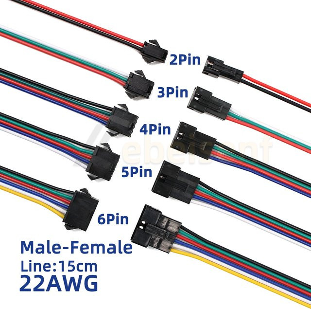 JST SM LED Streifen Adapter Stecker mit 15 cm 22AWG Draht, Schwarz, von lebeisenf - Bild 1