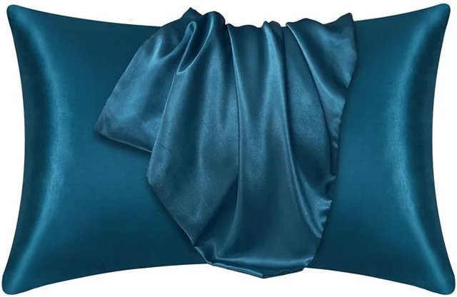 Premium-Kissenbezug aus Seidensatin in Blau, B/H: 51 x 76 cm - Bild 1