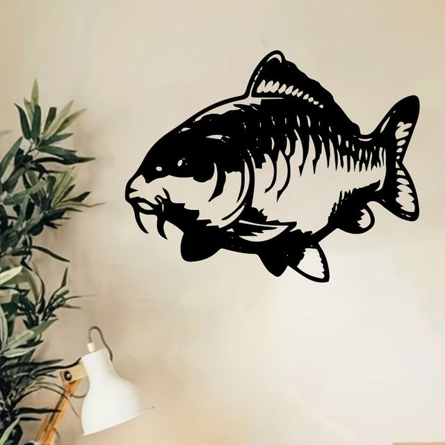 CIFBUY Karpfen Wandkunst aus Metall in Schwarz als Gartendekoration und Wandstatue - Bild 1