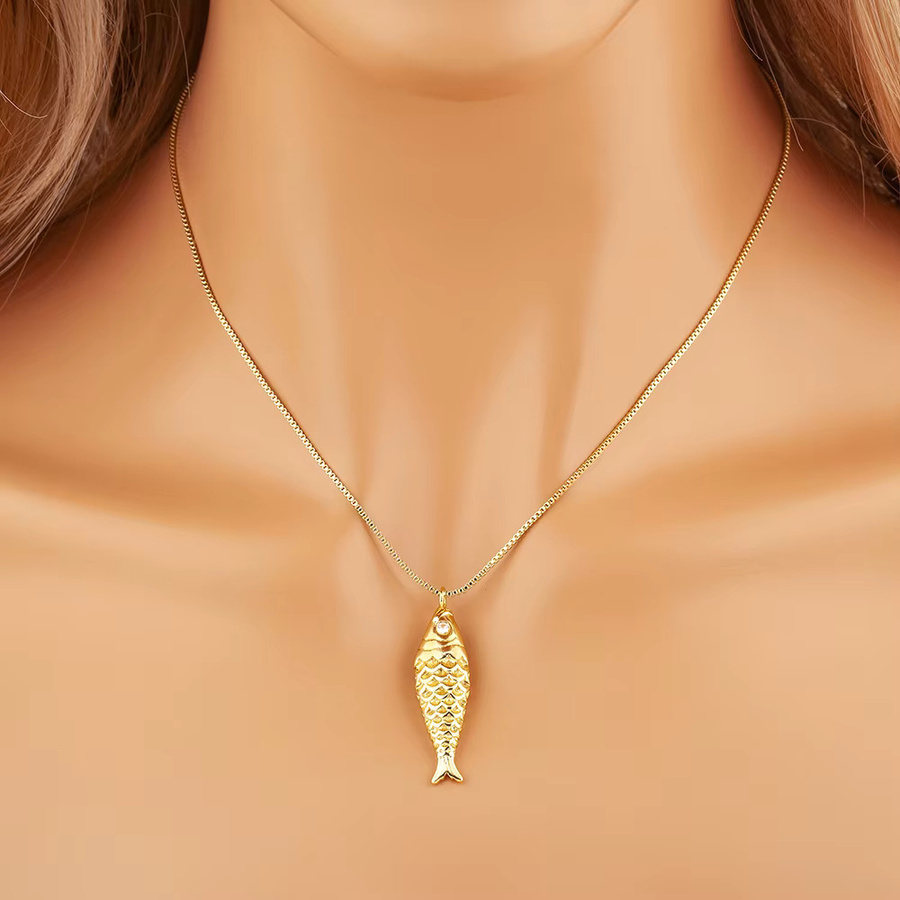 Nidin Halskette, Fisch Form, Zirkon, Charme Anhänger, Unisex - Bild 2