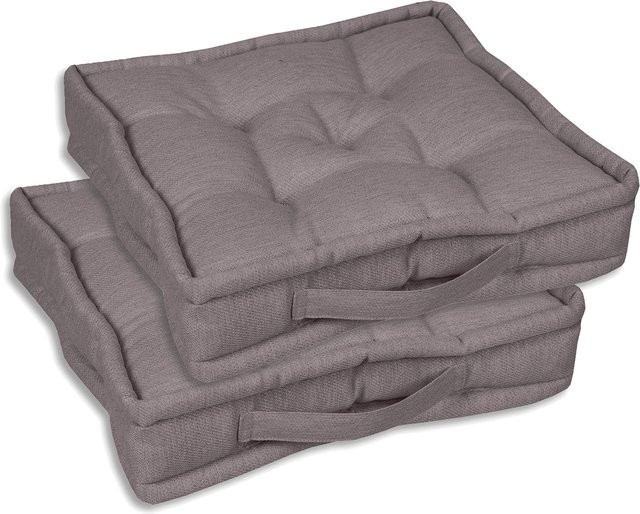 GO-DE TEXTIL Gartenauflage Boxkissen 2er Set in Taupe mit Schaumstofffüllung - Bild 1