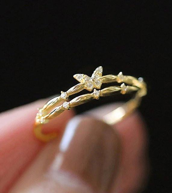 Huitan Chic Schmetterlings-Fingerring, goldfarben, Damen - Bild 1
