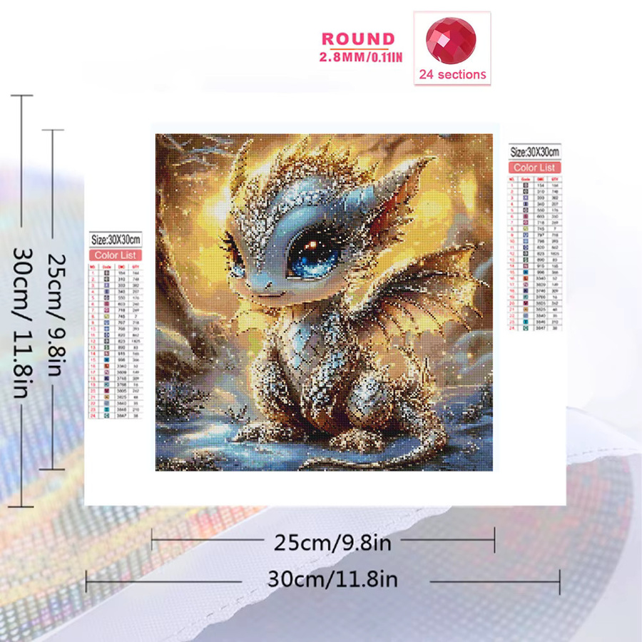 EverShine Diamant-Stickerei Drachen-Tiergemälde als quadratisches Strass-Mosaik-Bild in Multicolour für Erwachsene und Anfänger, Breite: 20 cm, Höhe: 20 cm, Tiefe: 20 cm - Bild 2