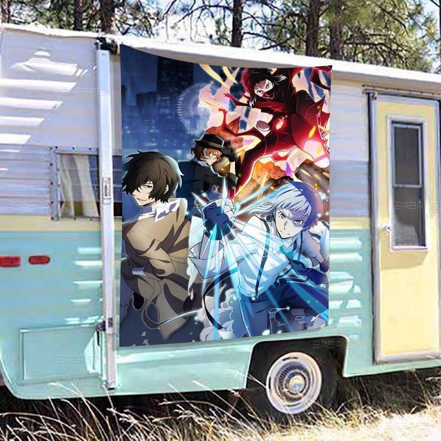 Potdemiel Wandbehang Bungo Stray Dogs Japanische Anime Vintage Cartoon Flagge Multicolor - Bild 1