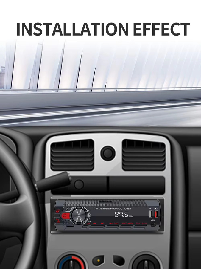 BQCC Autoradio-Stereo-Player mit Bluetooth, FM-Radio, MP3, USB, SD und AUX-Eingang in Schwarz - Bild 5