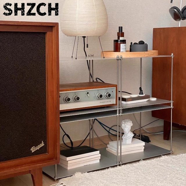 YTYIN Industrielles Modulregal aus Edelstahl in Silber, mehrstöckiges Metall-Aufbewahrungssystem für dein Wohnzimmer - Bild 1