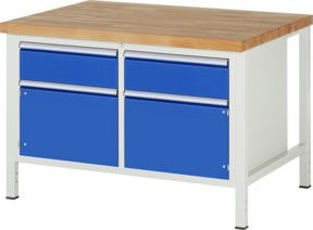 Rau Werkbank höhenverstellbar mit 2 Türen in Blau, B/T/H: 125,0 x 90,0 x 84,0-104,0 cm - Bild 1