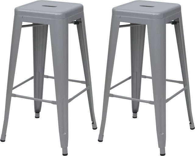 2er-Set MCW Barhocker A73 in Grau aus pulverbeschichtetem Metall im Industriedesign stapelbar - Bild 1