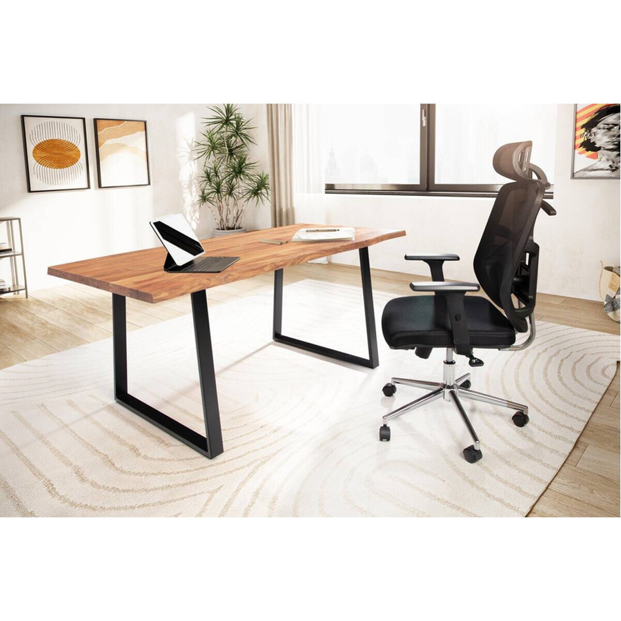Wohnling Schreibtisch aus Akazie Massivholz in Braun mit Eisengestell B/H/T: 200 x 76 x 100 cm - Bild 3