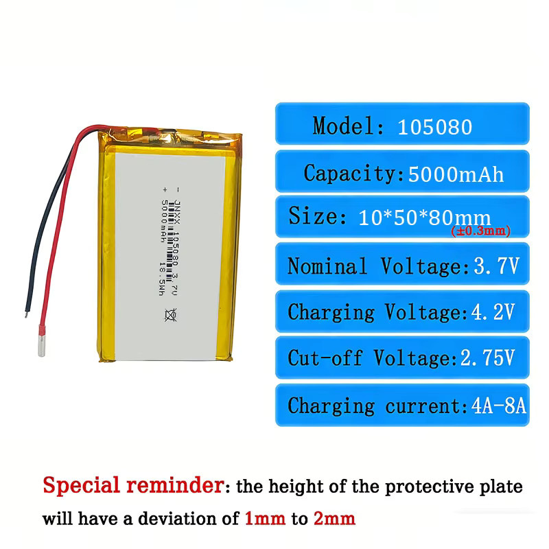 SUYIJIA Li-Polymer Ersatz-Akku 3,7V 5000mAh 18,5Wh mit JST 3-Pin 2,0mm Anschluss und NTC Thermistor - Bild 2