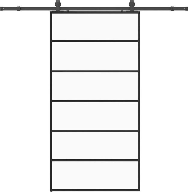 vidaXL Schiebetür aus ESG-Glas in Schwarz mit Beschlag, B/H: 102 x 205 cm - Bild 1