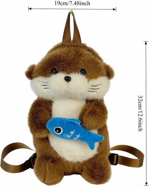 Linyi toy Süßer Otter mit Fisch Plüsch-Rucksack, brown - Bild 1